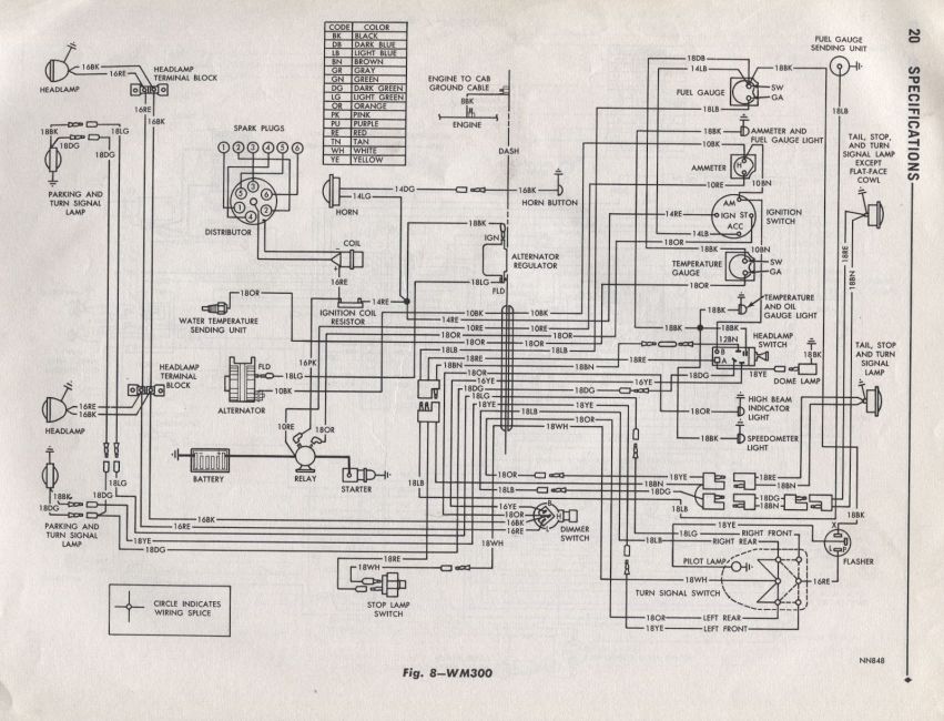 1966 WM300 Wiring Diagram (12 volt)
From Dodge Trucks Service Manual, 81-370-6350, Serial Numbers Starting with XXX-1548000
