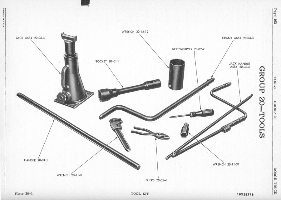 Power-Wagon Tool Kit
Parts List page showing original Power-Wagon tool kit.
